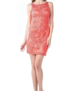 Cinderella Divine - Sleeveless Soutache Ornate Sheath Dress