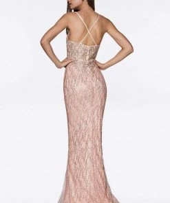 Cinderella Divine - Sleeveless V-Neck Glitter Lace Mermaid Gown ML934 9 Cinderella Divine - Sleeveless V-Neck Glitter Lace Mermaid Gown ML934