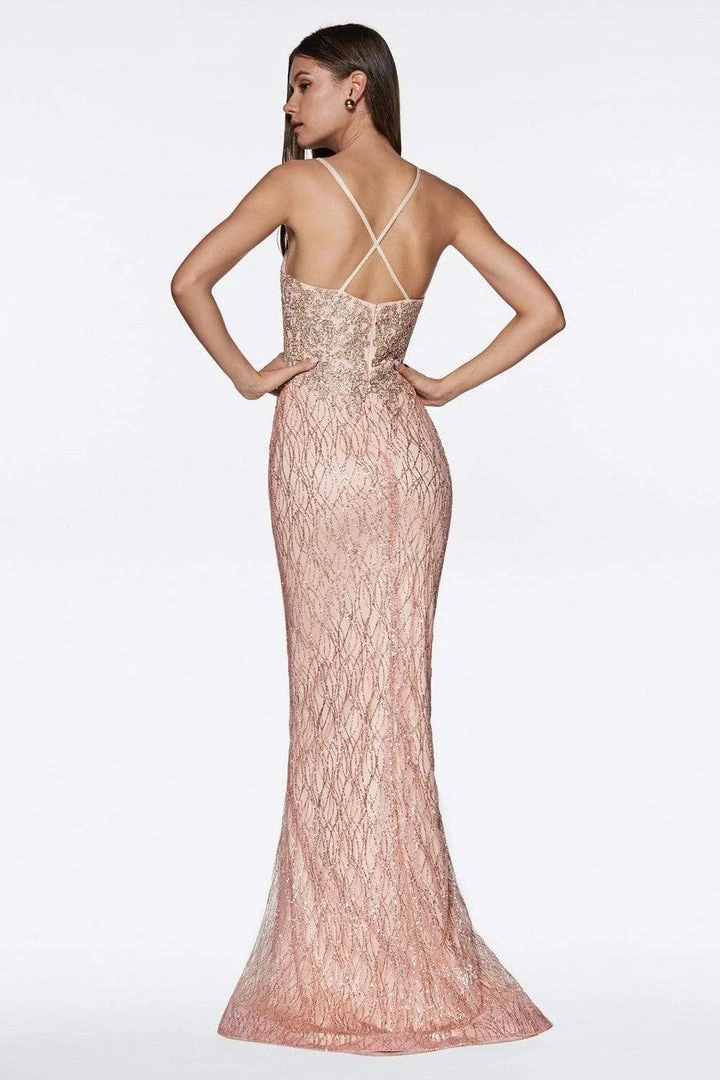 Cinderella Divine - Sleeveless V-Neck Glitter Lace Mermaid Gown ML934 4 Cinderella Divine - Sleeveless V-Neck Glitter Lace Mermaid Gown ML934