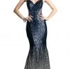 Cinderella Divine - Strappy Sleeveless Sequined Mermaid Evening Gown