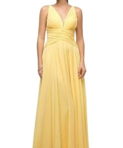 Cinderella Divine - UF295 Sleeveless Ruched Chiffon A-Line Dress