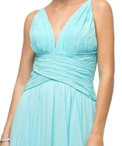 Cinderella Divine - UF295 Sleeveless Ruched Chiffon A-Line Dress