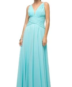 Cinderella Divine - UF295 Sleeveless Ruched Chiffon A-Line Dress