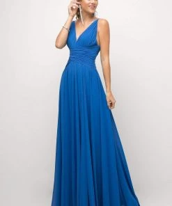 Cinderella Divine - UF295 Sleeveless Ruched Chiffon A-Line Dress