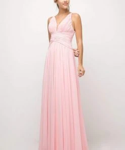 Cinderella Divine - UF295 Sleeveless Ruched Chiffon A-Line Dress