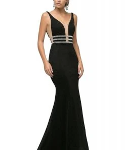 Cinderella Divine - UK022 Illusion Sleeveless Bodice Mermaid Gown