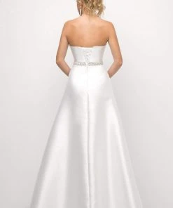 Cinderella Divine - UT253 Strapless Mikado Crystal Beaded Belt Gown