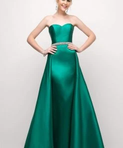 Cinderella Divine - UT253 Strapless Mikado Crystal Beaded Belt Gown 10 Cinderella Divine - UT253 Strapless Mikado Crystal Beaded Belt Gown