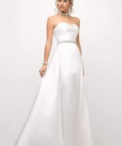 Cinderella Divine - UT253 Strapless Mikado Crystal Beaded Belt Gown
