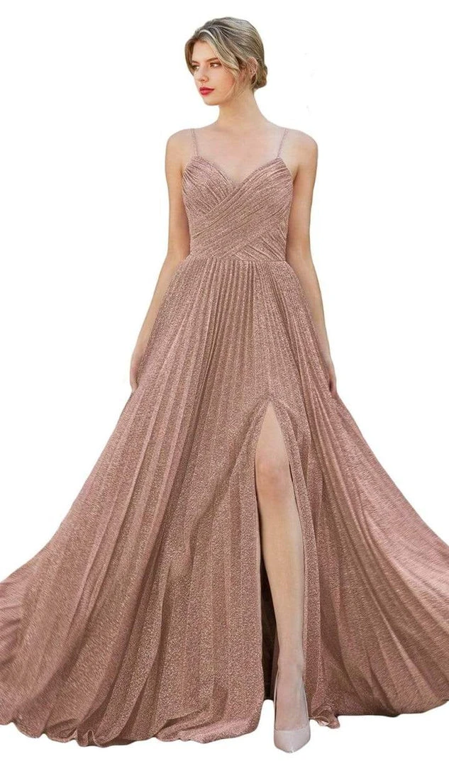 Cinderella Divine - V Neck Pleated Metallic A-Line Dress CJ534 - 1 Pc Mauve In Size 6 Available 5 Cinderella Divine - V Neck Pleated Metallic A-Line Dress CJ534 - 1 Pc Mauve In Size 6 Available