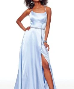 Clarisse - 3712 Embellished Scoop Charmeuse A-line Dress 9 Clarisse - 3712 Embellished Scoop Charmeuse A-line Dress