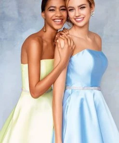 Clarisse - 3739 Strapless Embellished Belt Mikado Prom Gown