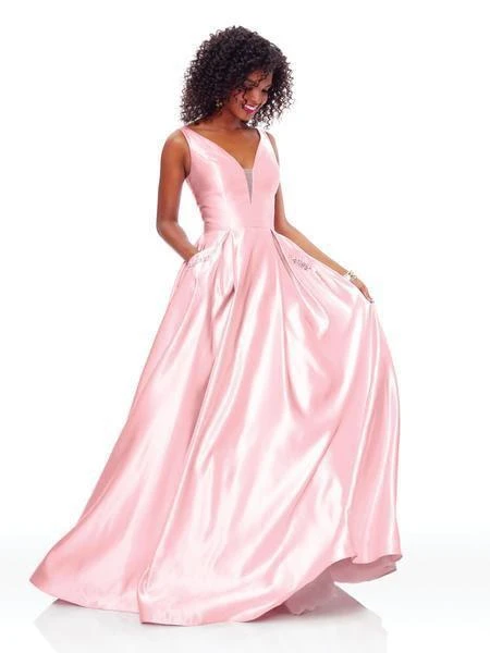 Clarisse - 3741 V Neck Corset Lace Up Back Satin Dress 8 Clarisse - 3741 V Neck Corset Lace Up Back Satin Dress