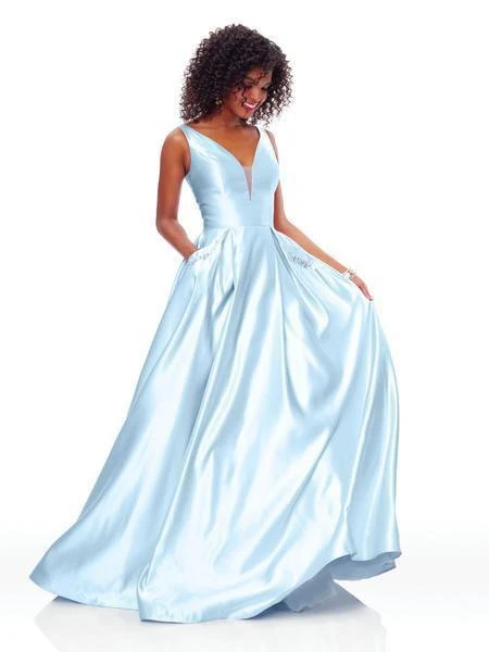 Clarisse - 3741 V Neck Corset Lace Up Back Satin Dress 9 Clarisse - 3741 V Neck Corset Lace Up Back Satin Dress