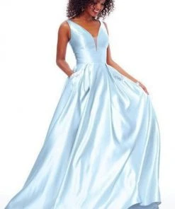 Clarisse - 3741 V Neck Corset Lace Up Back Satin Prom Dress 16 Clarisse - 3741 V Neck Corset Lace Up Back Satin Prom Dress