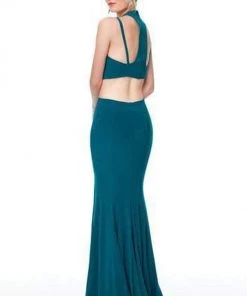 Clarisse - 3761 Two-Piece Jersey High Slit Evening Gown