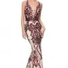 Clarisse - 3797 Sequined Deep V-neck Mermaid Dress 1 Clarisse - 3797 Sequined Deep V-neck Mermaid Dress