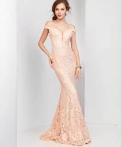 Clarisse - 4801 Off Shoulder Beaded Lace Mermaid Gown