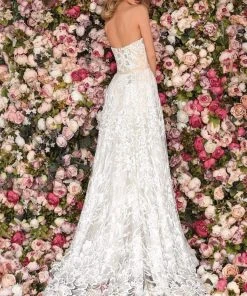 Clarisse - 5102 Strapless Lace Sweetheart Dress With Overskirt