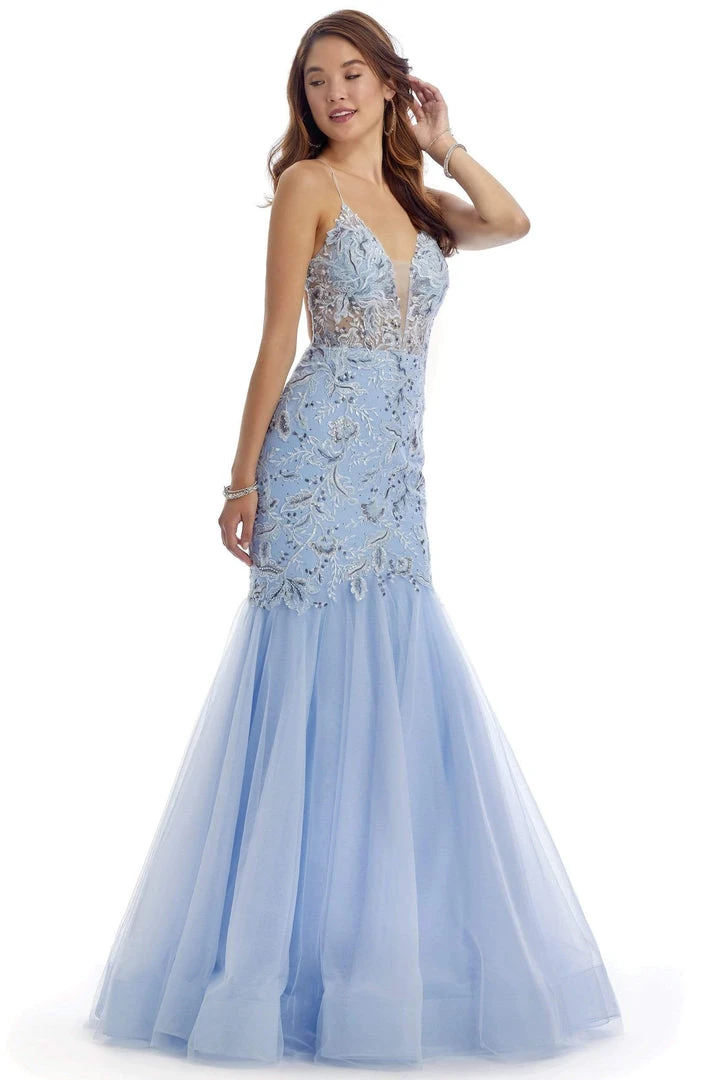 Clarisse - 5129 Sexy V-Neck Sheer Bodice Trumpet Dress 3 Clarisse - 5129 Sexy V-Neck Sheer Bodice Trumpet Dress