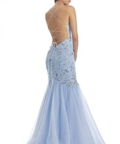 Clarisse - 5129 Sexy V-Neck Sheer Bodice Trumpet Dress 5 Clarisse - 5129 Sexy V-Neck Sheer Bodice Trumpet Dress