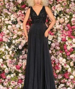 Clarisse - 5151 Beaded V-neck A-line Gown