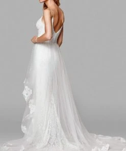 Clarisse - 600141 Beaded Lace Deep V-neck Sheath Dress