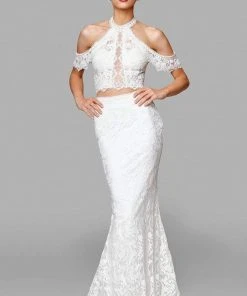 Clarisse - 600153 Two Piece Lace Trumpet Dress With Open Back