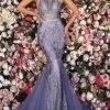 Clarisse - 800231 Illusion Halter Sequined Mermaid Gown
