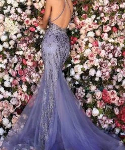 Clarisse - 800231 Illusion Halter Sequined Mermaid Gown