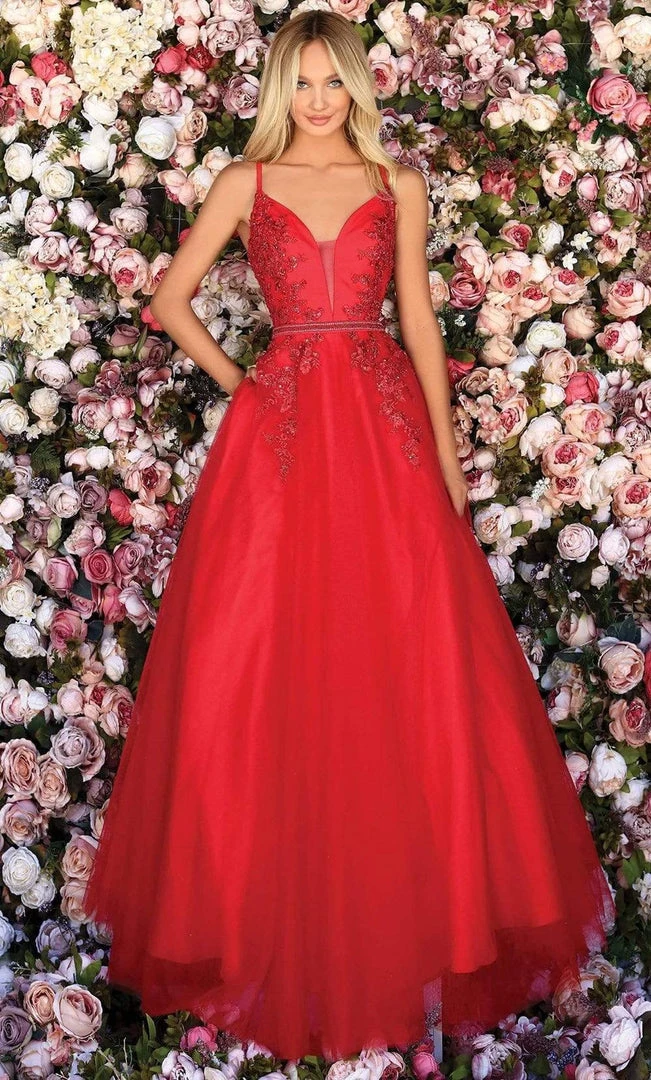 Clarisse - 800307 Floral Embroidered Plunging A-Line Gown 3 Clarisse - 800307 Floral Embroidered Plunging A-Line Gown