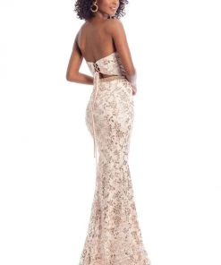 Clarisse - 8017 Sequined Lace Sweetheart Trumpet Dress