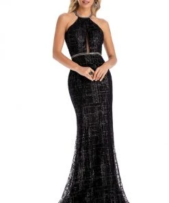 Clarisse - 8018 Embellished Halter Neck Trumpet Dress 7 Clarisse - 8018 Embellished Halter Neck Trumpet Dress