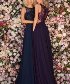 Clarisse - 8025 Sleeveless Embroidered Bodice Chiffon A-Line Gown 5 Clarisse - 8025 Sleeveless Embroidered Bodice Chiffon A-Line Gown
