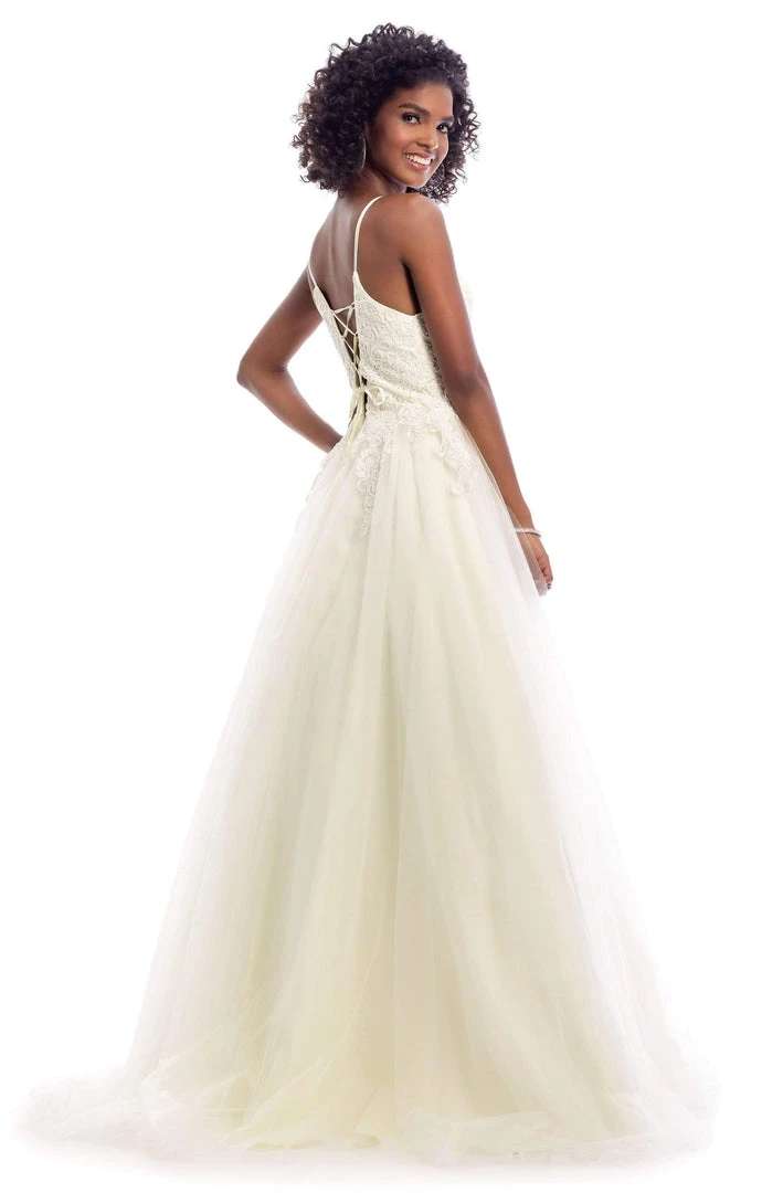 Clarisse - 8034 Sleeveless V Neck Lace Appliqued Tulle Gown 6 Clarisse - 8034 Sleeveless V Neck Lace Appliqued Tulle Gown