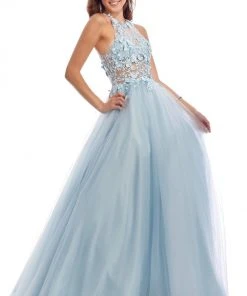 Clarisse - 8036 Embroidered Halter Neck Ballgown