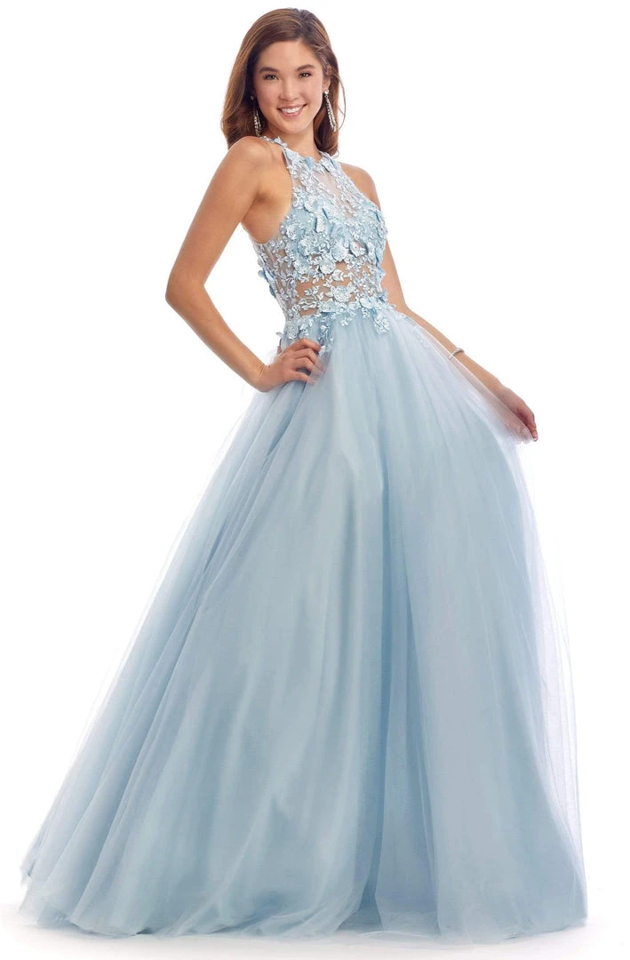Clarisse - 8036 Embroidered Halter Neck Ballgown 3 Clarisse - 8036 Embroidered Halter Neck Ballgown
