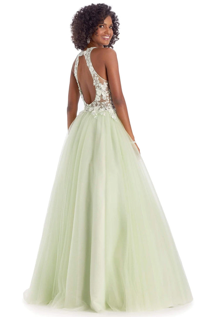 Clarisse - 8036 Embroidered Halter Neck Ballgown 4 Clarisse - 8036 Embroidered Halter Neck Ballgown