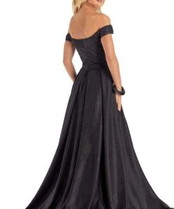 Clarisse - 8049 Off Shoulder Metallic Glitter Overskirt Gown 7 Clarisse - 8049 Off Shoulder Metallic Glitter Overskirt Gown