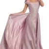 Clarisse - 8049 Off Shoulder Metallic Glitter Overskirt Gown