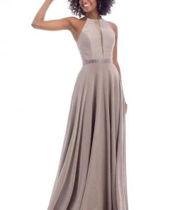 Clarisse - 8051 Halter Neck Beaded A-line Dress