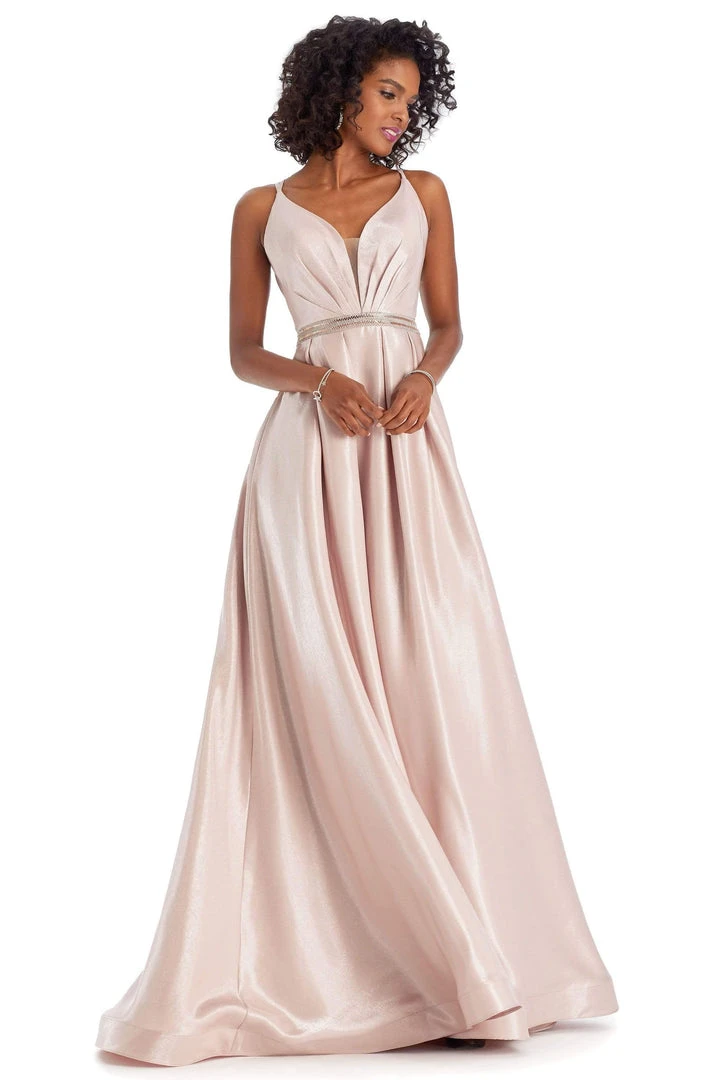 Clarisse - 8088 Embellished Deep V-neck A-line Dress 3 Clarisse - 8088 Embellished Deep V-neck A-line Dress