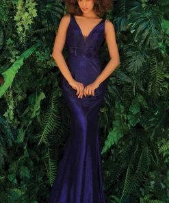 Clarisse - 810160 V Neck And Back Glittered Long Gown