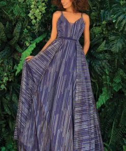 Clarisse - 810168 Striped V-Neck Ballgown