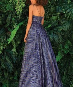 Clarisse - 810168 Striped V-Neck Ballgown