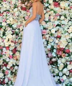 Clarisse - 810265 V Neck Beaded Flowy A-Line Gown 5 Clarisse - 810265 V Neck Beaded Flowy A-Line Gown