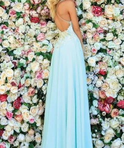 Clarisse - 810295 Beaded Flowy Bare Back Gown