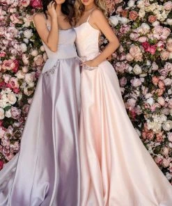 Clarisse - 8103 Long Scoop Neck Lace Up Back Gown