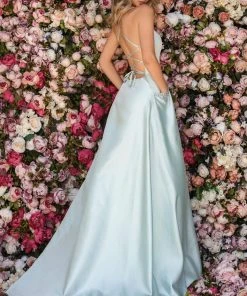 Clarisse - 8103 Long Scoop Neck Lace Up Back Gown