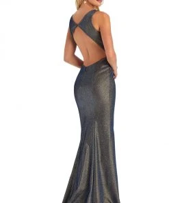 Clarisse - 8110 V-Neck Racer Back Novelty Glitter Sheath Dress